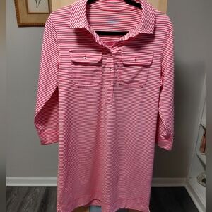 Vineyard Vines Performance Red and White Striped Shirt Dress Active Comfy Cool